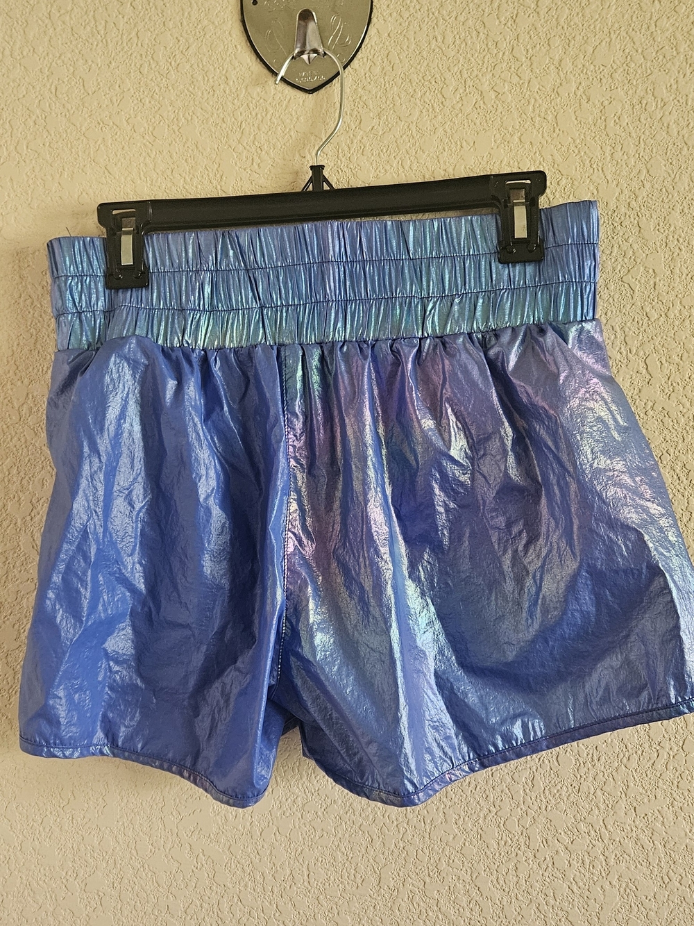 Pink Lily Iridescent Blue Athletic Shorts